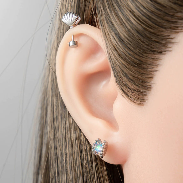 Multicolor Jelly Nebula Shell Metal Electroplated Piercing Earrings Unisex Fashion