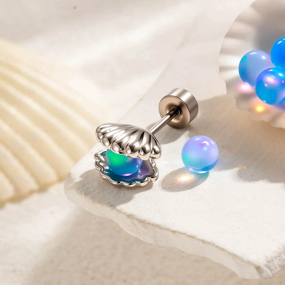 Multicolor Jelly Nebula Shell Metal Electroplated Piercing Earrings Unisex Fashion