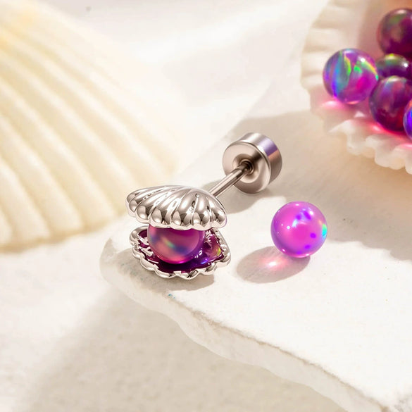 Multicolor Jelly Nebula Shell Metal Electroplated Piercing Earrings Unisex Fashion