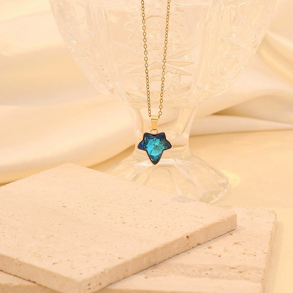 Multicolor Maple Leaf Pendant Fashion Stainless Steel Clavicle Chain Necklace