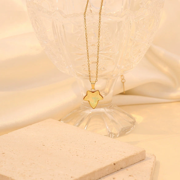 Multicolor Maple Leaf Pendant Fashion Stainless Steel Clavicle Chain Necklace