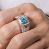Multicolor Moissanite Full Diamond Four Claw Men's And Women's Ring In 925 Silver With Geometric Styling And Electroplating