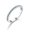 Multicolor Moissanite Oneline Single Row Round Stacked Simple Sterling Silver Ring With Geometric Design And Electroplating