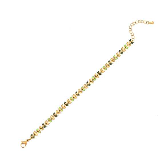 Multicolor Oil Dropping Wheat Bracelet For Women Stainless Steel Jewelry With Dripping Oil Treatment