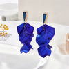Multicolor Petal Leaf Tassel Long Earrings For Women Acrylic Baking Paint