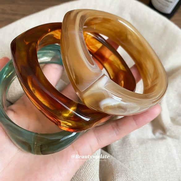 Multicolor Shaped Acrylic Resin Women's Handmade Light Luxury Niche Design Exaggerated Irregular Geometric Bracelet