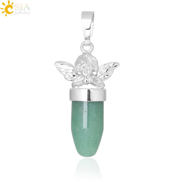 Multicolor Simple Bullet Shape Natural Stone Crystal Alloy Accessories Minimalist Pendant Necklace Jewelry