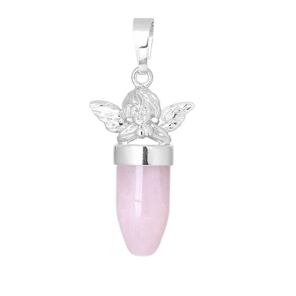 Multicolor Simple Bullet Shape Natural Stone Crystal Alloy Accessories Minimalist Pendant Necklace Jewelry