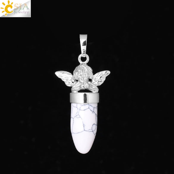 Multicolor Simple Bullet Shape Natural Stone Crystal Alloy Accessories Minimalist Pendant Necklace Jewelry