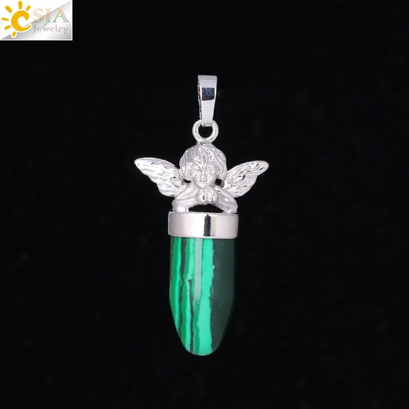 Multicolor Simple Bullet Shape Natural Stone Crystal Alloy Accessories Minimalist Pendant Necklace Jewelry