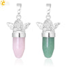 Multicolor Simple Bullet Shape Natural Stone Crystal Alloy Accessories Minimalist Pendant Necklace Jewelry