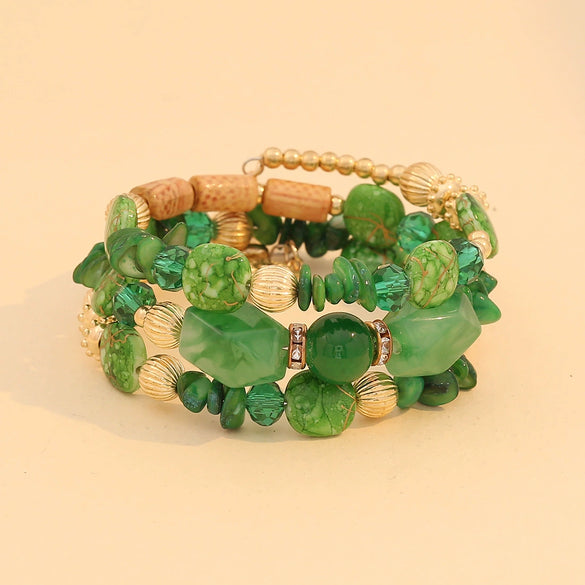 Multicolor Stone Beaded Handmade Acrylic Bohemian Bracelet