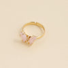 Multicolor Zircon Butterfly Metal Ring For Women With Electroplating Treatment