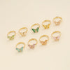 Multicolor Zircon Butterfly Metal Ring For Women With Electroplating Treatment