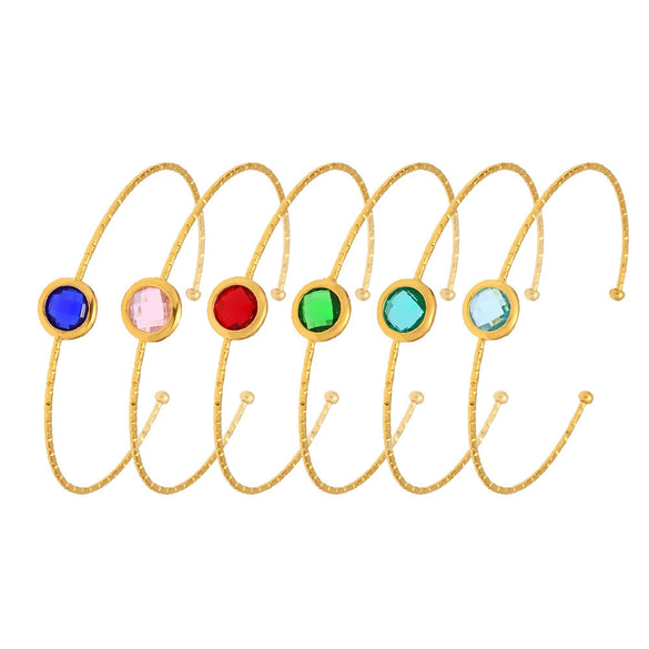 Multifaceted Czech Glass Open Circle Bracelet Jewelry Stainless Steel Nonfading