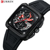 Multifunction Square And Round Dial Alloy And Silicone Men's Business Sports Watch