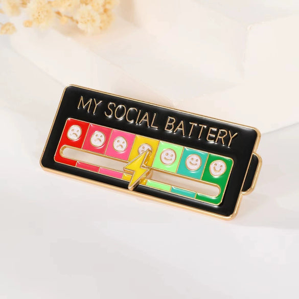 Multifunctional Alloy Geometric Expression Mood Conversion Energy Sliding Brooch Jewelry With Electroplating