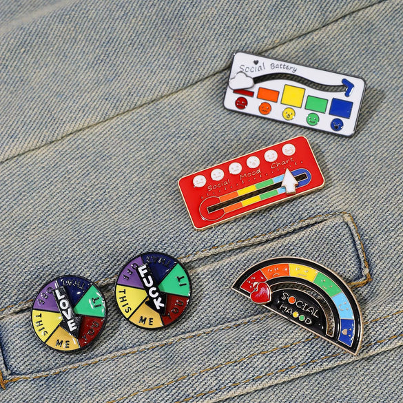 Multifunctional Alloy Geometric Expression Mood Conversion Energy Sliding Brooch Jewelry With Electroplating