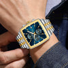Multifunctional Business Men's Quartz Watch Alloy Case Stainless Steel Strap Square Dial Waterproof Luminous Calendar Threeeye Sixpin