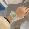 Multifunctional Casual Electronic Watch With Luminous Square Design Plastic Case Plastic Mirror And Silicone Strap For Men And Women Students
