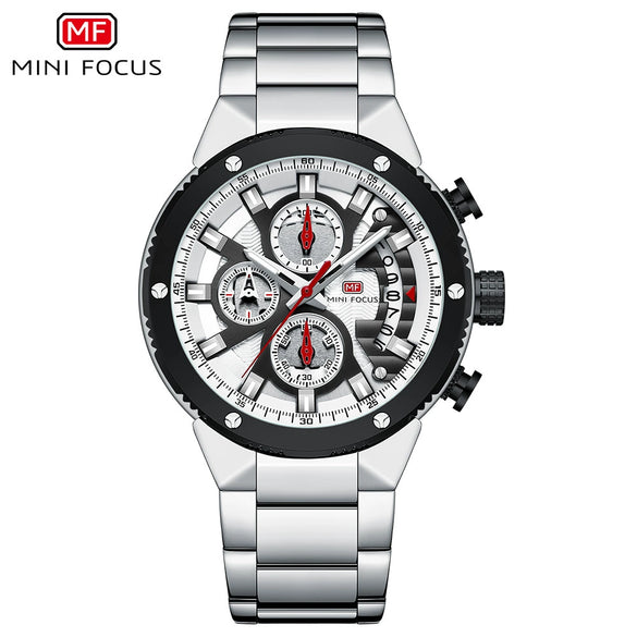 Multifunctional Casual Men's Watch With Steel Belt Quartz Movement Round Dial And Luminous Pointer