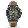 Multifunctional Chronograph Leather Sports Quartz Watch For Men Alloy Case Genuine Leather Strap Stainless Steel Clasp Round Dial
