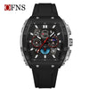 Multifunctional Chronograph Quartz Watch Abs Case Silicone Strap Wine Barrel Shape For Men