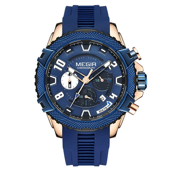 Multifunctional Chronograph Quartz Watch Alloy Case Mineral Strengthened Glass Mirror Silicone Strap Stainless Steel Clasp Round Dial Men's Watch