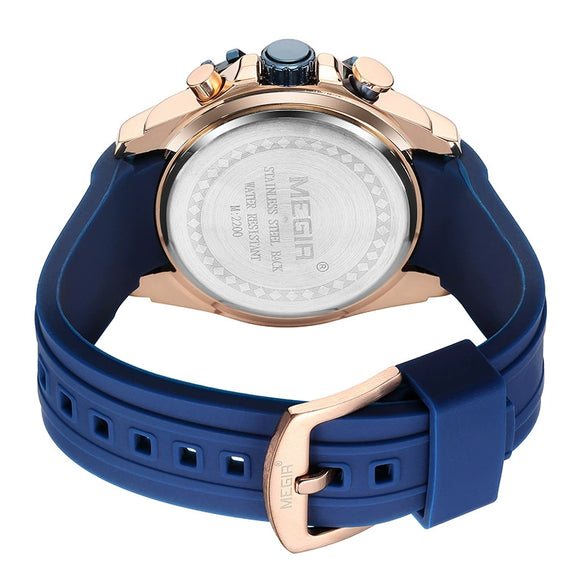 Multifunctional Chronograph Quartz Watch Alloy Case Mineral Strengthened Glass Mirror Silicone Strap Stainless Steel Clasp Round Dial Men's Watch