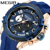 Multifunctional Chronograph Quartz Watch Alloy Case Mineral Strengthened Glass Mirror Silicone Strap Stainless Steel Clasp Round Dial Men's Watch