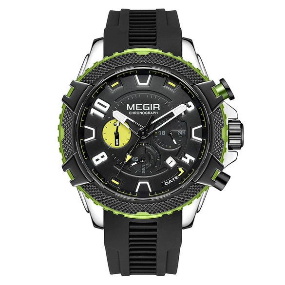 Multifunctional Chronograph Quartz Watch Alloy Case Mineral Strengthened Glass Mirror Silicone Strap Stainless Steel Clasp Round Dial Men's Watch