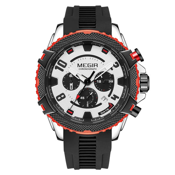 Multifunctional Chronograph Quartz Watch Alloy Case Mineral Strengthened Glass Mirror Silicone Strap Stainless Steel Clasp Round Dial Men's Watch