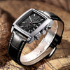 Multifunctional Chronograph Sports Men's Watch Alloy Case Genuine Leather Strap Stainless Steel Clasp Mineral Strengthened Glass Mirror Rectangle Dial