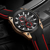 Multifunctional Chronograph Sports Watch For Men Alloy Case Silicone Strap Mineral Strengthened Glass Mirror Round Dial