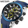 Multifunctional Chronograph Sports Watch For Men Alloy Case Silicone Strap Mineral Strengthened Glass Mirror Round Dial
