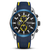 Multifunctional Chronograph Sports Watch For Men Alloy Case Silicone Strap Mineral Strengthened Glass Mirror Round Dial