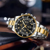 Multifunctional Chronograph Threeeye Quartz Watch Alloy Case Stainless Steel Strap Round Dial Business Style Waterproof Luminous For Men