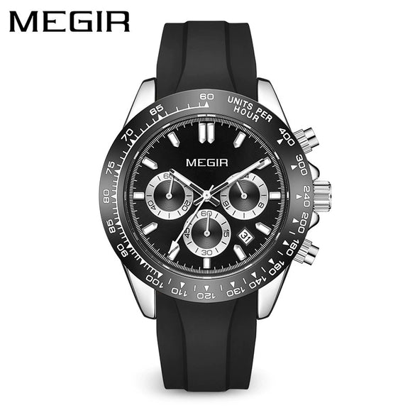 Multifunctional Chronograph Waterproof Sports Quartz Watch For Men Alloy Case Silicone Strap Stainless Steel Clasp Mineral Strengthened Glass Mirror Round Dial