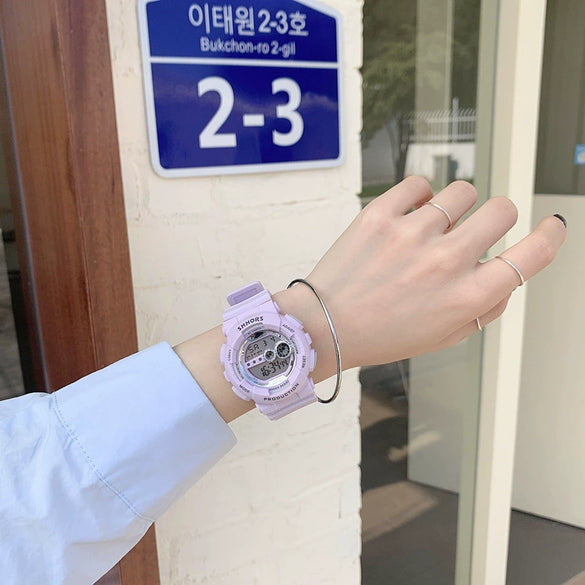 Multifunctional Couple's Sports Electronic Watch Plastic Case Silicone Strap