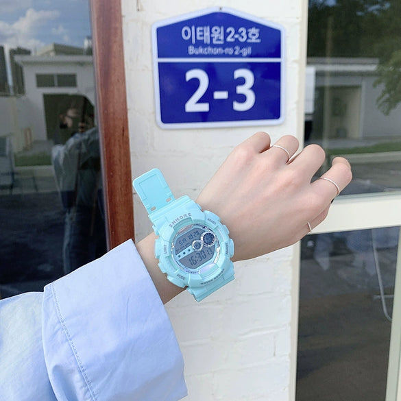 Multifunctional Couple's Sports Electronic Watch Plastic Case Silicone Strap