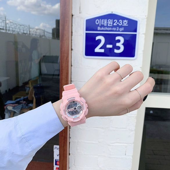 Multifunctional Couple's Sports Electronic Watch Plastic Case Silicone Strap