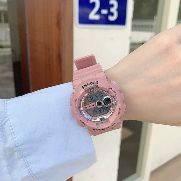Multifunctional Couple's Sports Electronic Watch Plastic Case Silicone Strap