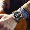 Multifunctional Dual Display Chronograph Luminous Large Dial Men's Watch Alloy Case Genuine Leather Strap Round Dial