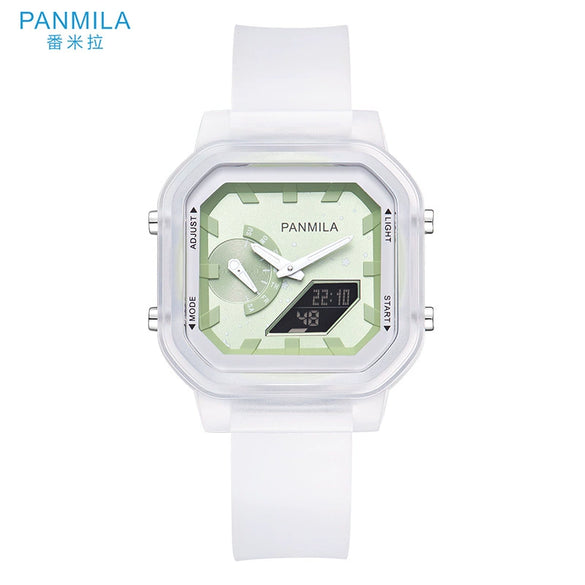 Multifunctional Electronic Jelly Silicone Watch For Students Square Dial Plastic Case And Mirror
