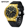 Multifunctional Electronic Men's Watch With Dual Display Round Dial Acrylic Mirror Tpu Strap Abs Material For Outdoor Sports