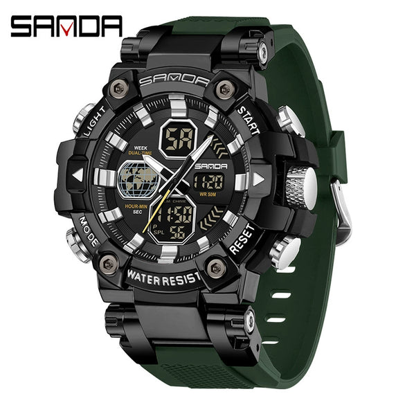 Multifunctional Electronic Sports Watch For Students Tpu Zinc Alloyabs Acrylic Mirror Round Dial