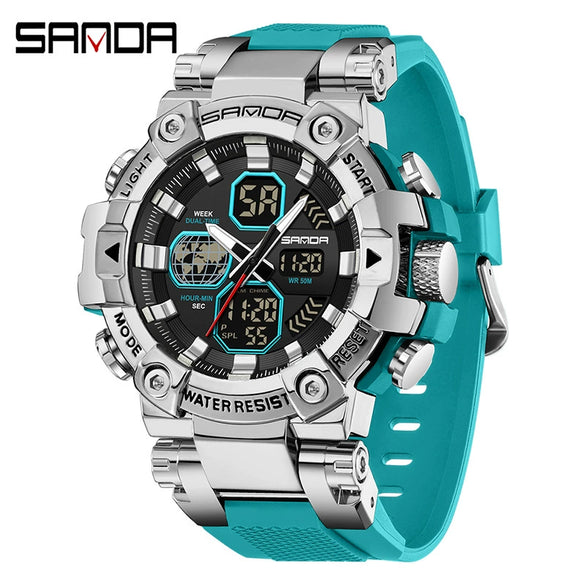 Multifunctional Electronic Sports Watch For Students Tpu Zinc Alloyabs Acrylic Mirror Round Dial