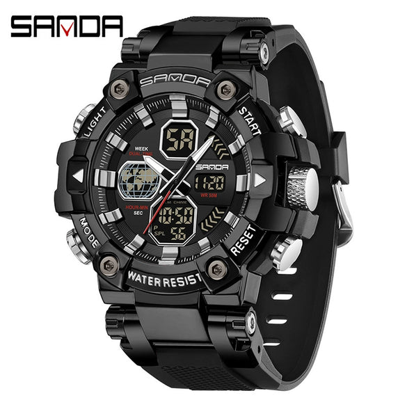 Multifunctional Electronic Sports Watch For Students Tpu Zinc Alloyabs Acrylic Mirror Round Dial