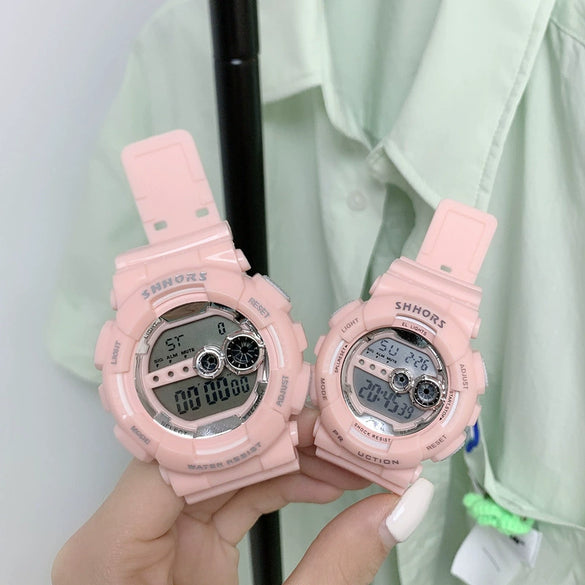 Multifunctional Electronic Watch For Couples And Students With Plastic Mirror Silicone Case And Strap Luminous Waterproof Casual Style