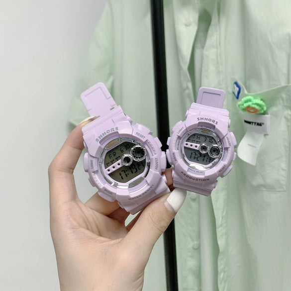 Multifunctional Electronic Watch For Couples And Students With Plastic Mirror Silicone Case And Strap Luminous Waterproof Casual Style